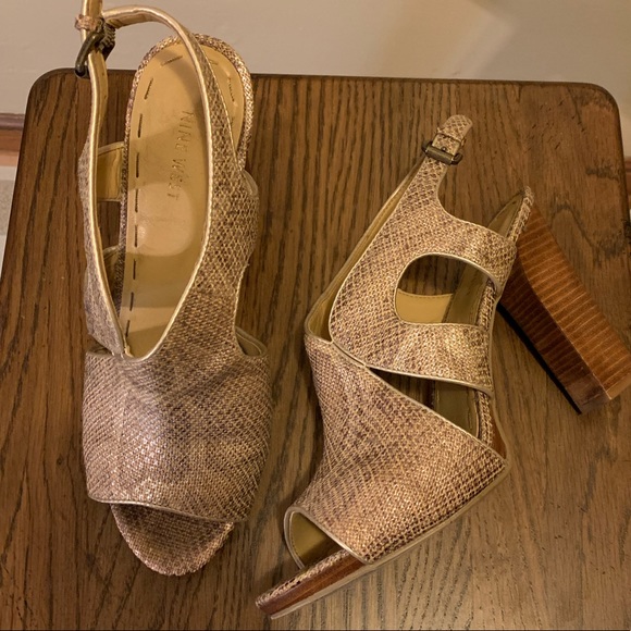 Nine West open toed faux snakeskin pumps - Picture 4 of 8